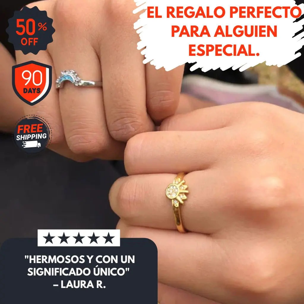 Anillos Sol y Luna Eclipse Pareja